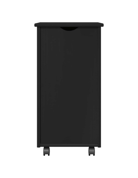 Mobile con Ruote Nero 34 x 39 x 65,5 cm Legno di Pino Massello