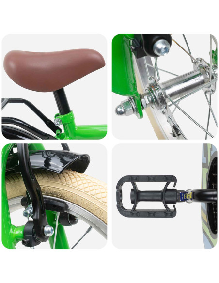 Bicicletta per Bambini 16 Pollici per bambini di 4-6 anni Verde