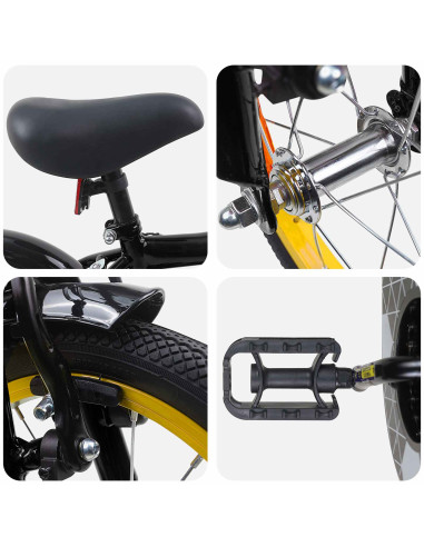 Bicicletta per Bambini 16 Pollici per bambini di 4-6 anni Nero