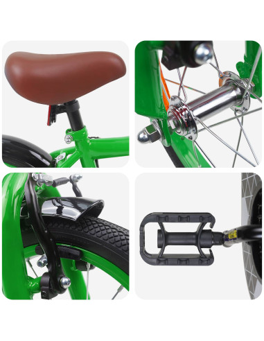 Bicicletta per Bambini 12 Pollici per bambini di 2-4 anni Verde
