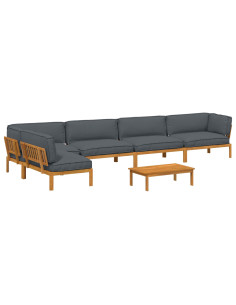 Set di divani 6 pcs Antracite Legno di Acacia Massello 2