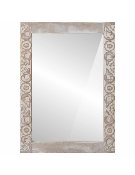 Specchio da bagno Bianco 50 x 70 x 3 cm Legno di mango massello
