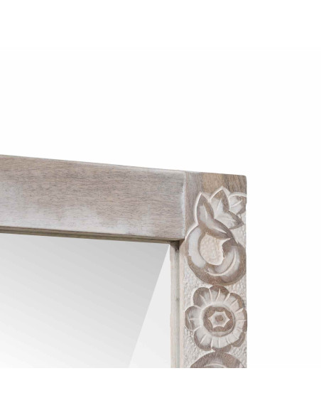 Specchio da bagno Bianco 50 x 70 x 3 cm Legno di mango massello