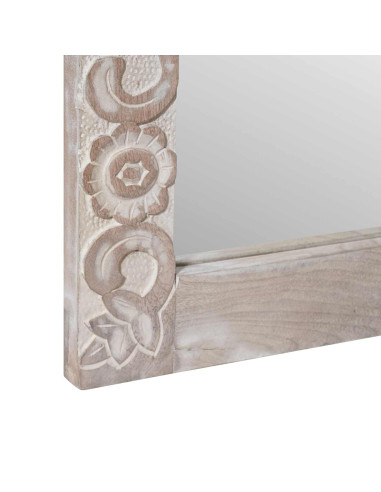 Specchio da bagno Bianco 50 x 70 x 3 cm Legno di mango massello