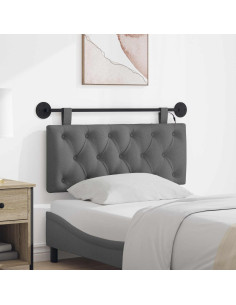 Testiera sospesa Con luce LED Grigio Scuro Tessuto