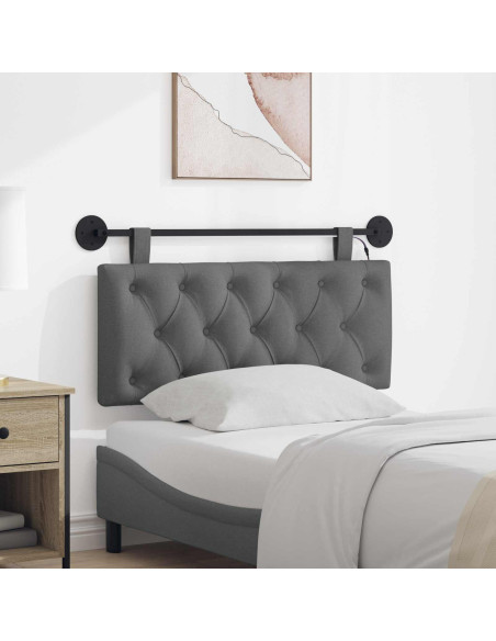 Testiera sospesa Con luce LED Grigio Scuro Tessuto