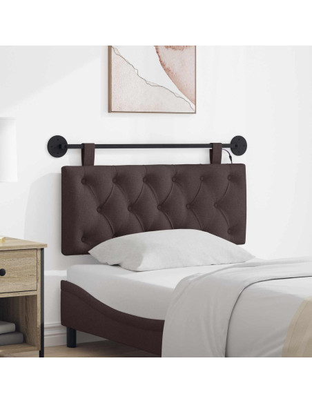 Testiera sospesa Con luce LED Marrone Scuro Tessuto