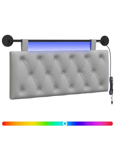 Testiera sospesa Con luce LED Grigio Nuvola Tessuto
