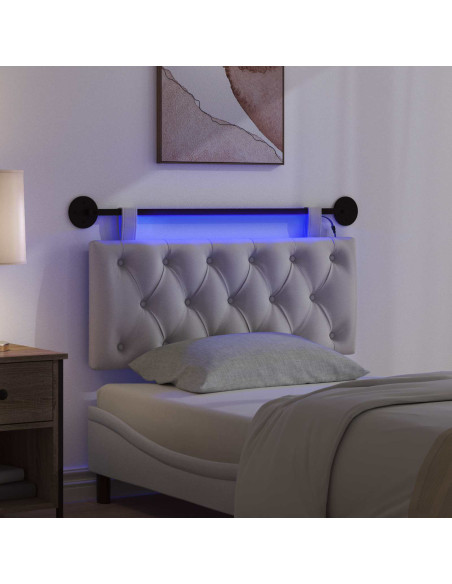 Testiera sospesa Con luce LED Grigio Nuvola Tessuto