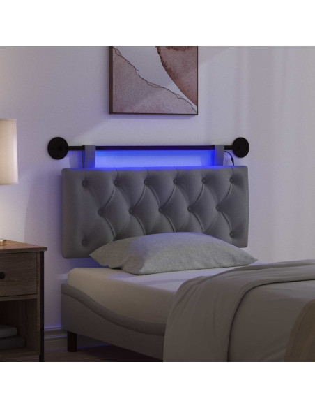 Testiera sospesa Con luce LED Grigio Scuro Tessuto