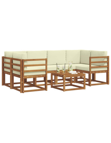 Set di divani da esterno con cuscino 7 pcs Naturale e Crema