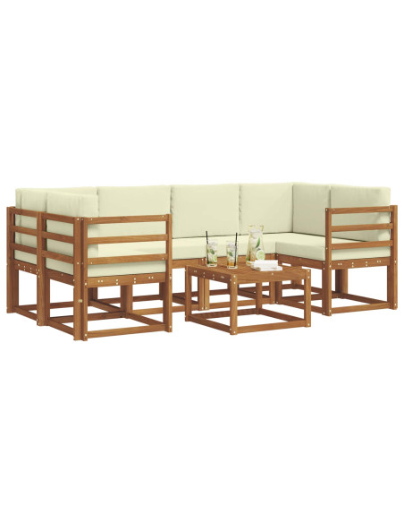 Set di divani da esterno con cuscino 7 pcs Naturale e Crema