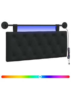 Testiera sospesa Con luce LED Nero Tessuto 2