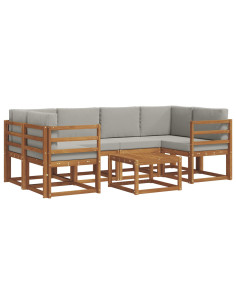 Set di divani da esterno 7 pcs Grigio Naturale e Chiaro 2