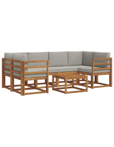 Set di divani da esterno 7 pcs Grigio Naturale e Chiaro