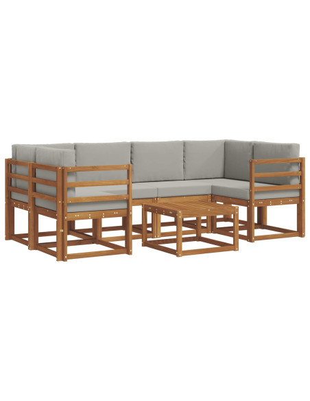 Set di divani da esterno 7 pcs Grigio Naturale e Chiaro
