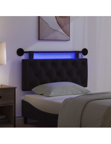 Testiera sospesa Con luce LED Nero Tessuto