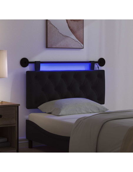 Testiera sospesa Con luce LED Nero Tessuto