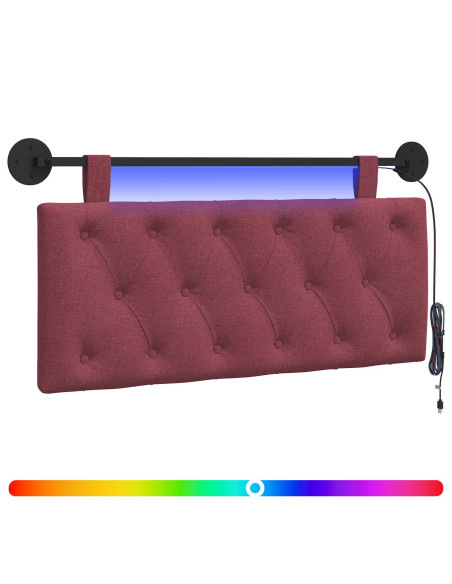 Testiera sospesa Con luce LED Rosso Vino Tessuto