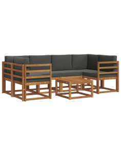 Set di divani da esterno con cuscino 7 pcs Naturale e Antracite 2