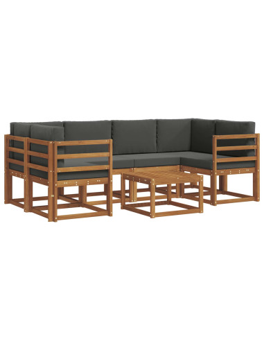 Set di divani da esterno con cuscino 7 pcs Naturale e Antracite