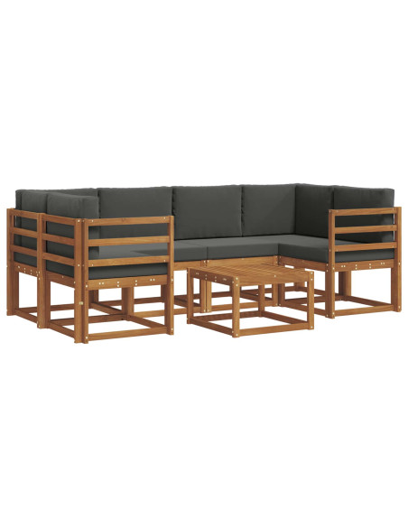 Set di divani da esterno con cuscino 7 pcs Naturale e Antracite