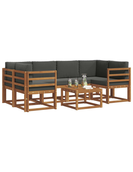 Set di divani da esterno con cuscino 7 pcs Naturale e Antracite