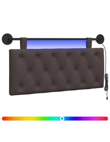 Testiera sospesa Con luce LED Marrone Scuro Tessuto