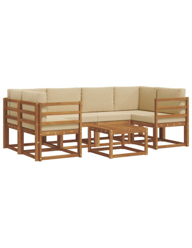 Set di divani da esterno con cuscino 7 pcs Naturale e Beige