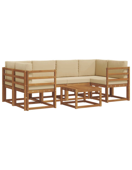 Set di divani da esterno con cuscino 7 pcs Naturale e Beige