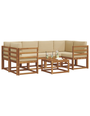 Set di divani da esterno con cuscino 7 pcs Naturale e Beige