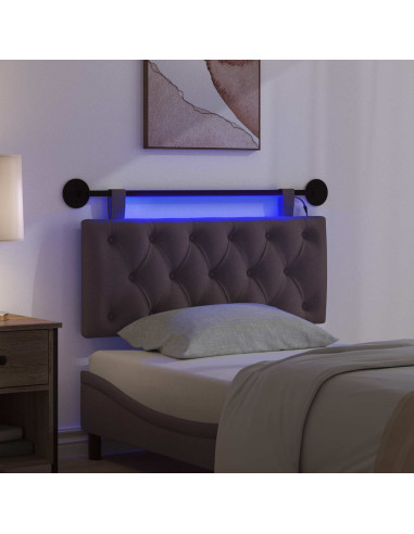 Testiera sospesa Con luce LED Marrone Scuro Tessuto