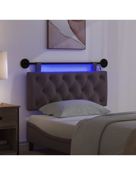 Testiera sospesa Con luce LED Marrone Scuro Tessuto