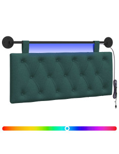Testiera sospesa Con luce LED Verde Scuro Tessuto 2
