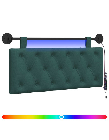 Testiera sospesa Con luce LED Verde Scuro Tessuto