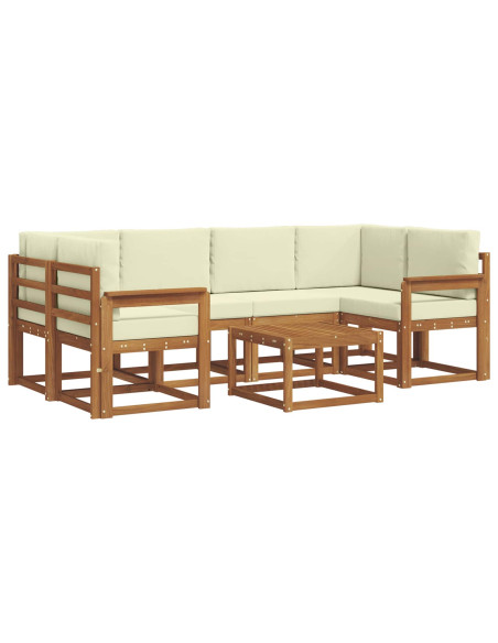 Set di divani da esterno con cuscino 7 pcs Naturale e Crema