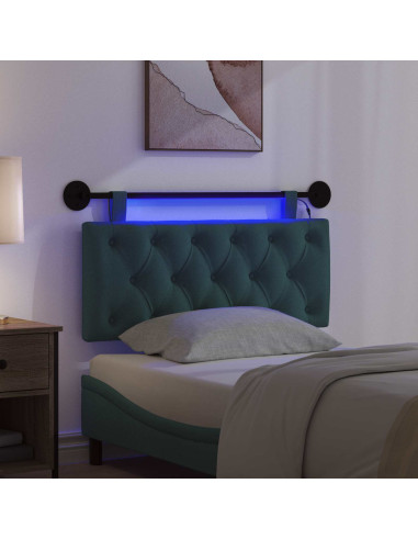 Testiera sospesa Con luce LED Verde Scuro Tessuto
