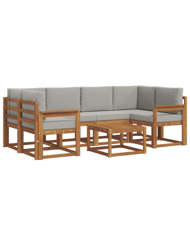 Set di divani da esterno 7 pcs Grigio Naturale e Chiaro
