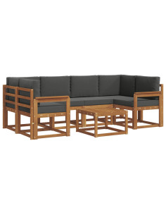 Set di divani da esterno con cuscino 7 pcs Naturale e Antracite 2