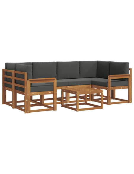 Set di divani da esterno con cuscino 7 pcs Naturale e Antracite