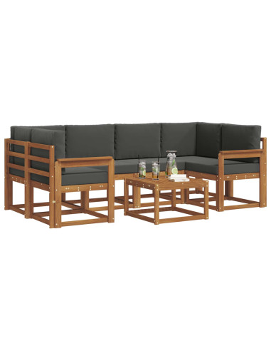 Set di divani da esterno con cuscino 7 pcs Naturale e Antracite