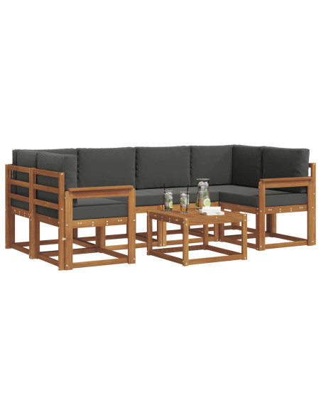 Set di divani da esterno con cuscino 7 pcs Naturale e Antracite