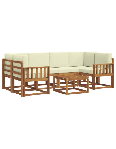 Set di divani da esterno con cuscino 7 pcs Naturale e Crema