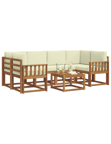 Set di divani da esterno con cuscino 7 pcs Naturale e Crema