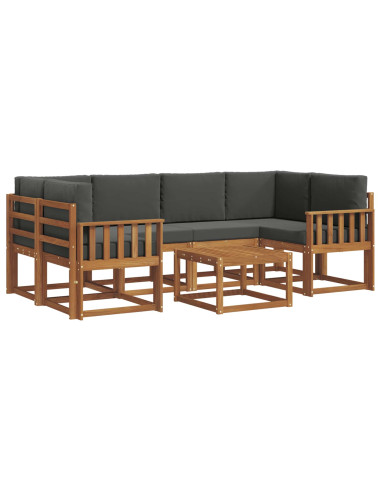 Set di divani da esterno con cuscino 7 pcs Naturale e Antracite