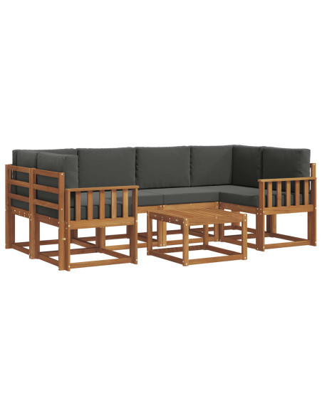 Set di divani da esterno con cuscino 7 pcs Naturale e Antracite