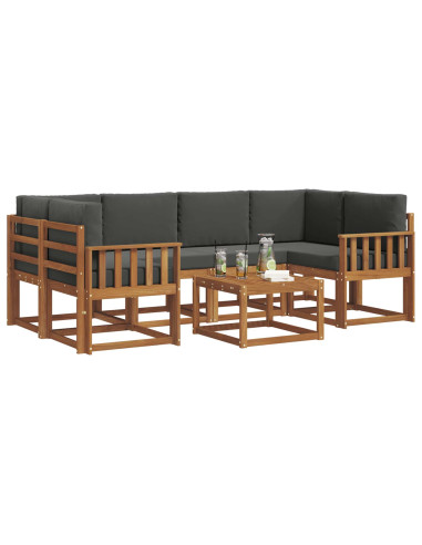 Set di divani da esterno con cuscino 7 pcs Naturale e Antracite