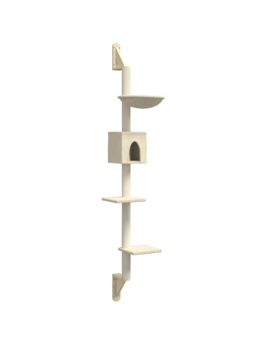 Albero per Gatti con Tiragraffi a Parete Crema 187 cm