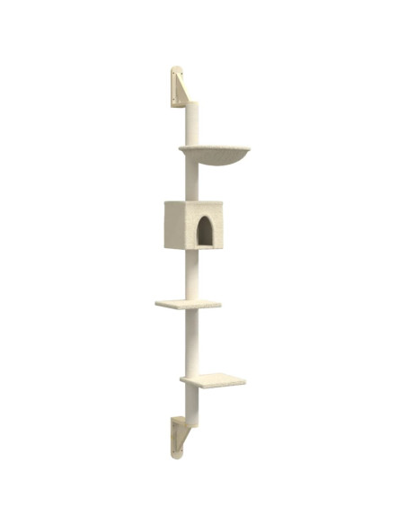 Albero per Gatti con Tiragraffi a Parete Crema 187 cm