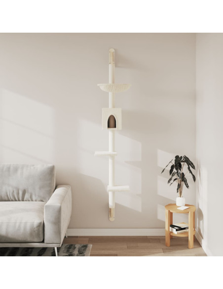 Albero per Gatti con Tiragraffi a Parete Crema 187 cm